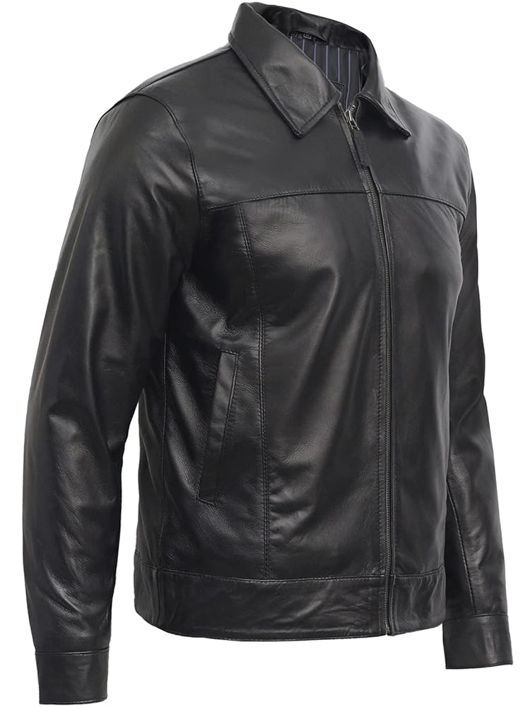 Black Mens Leather Jacket Motorcycle Genuine Lambskin